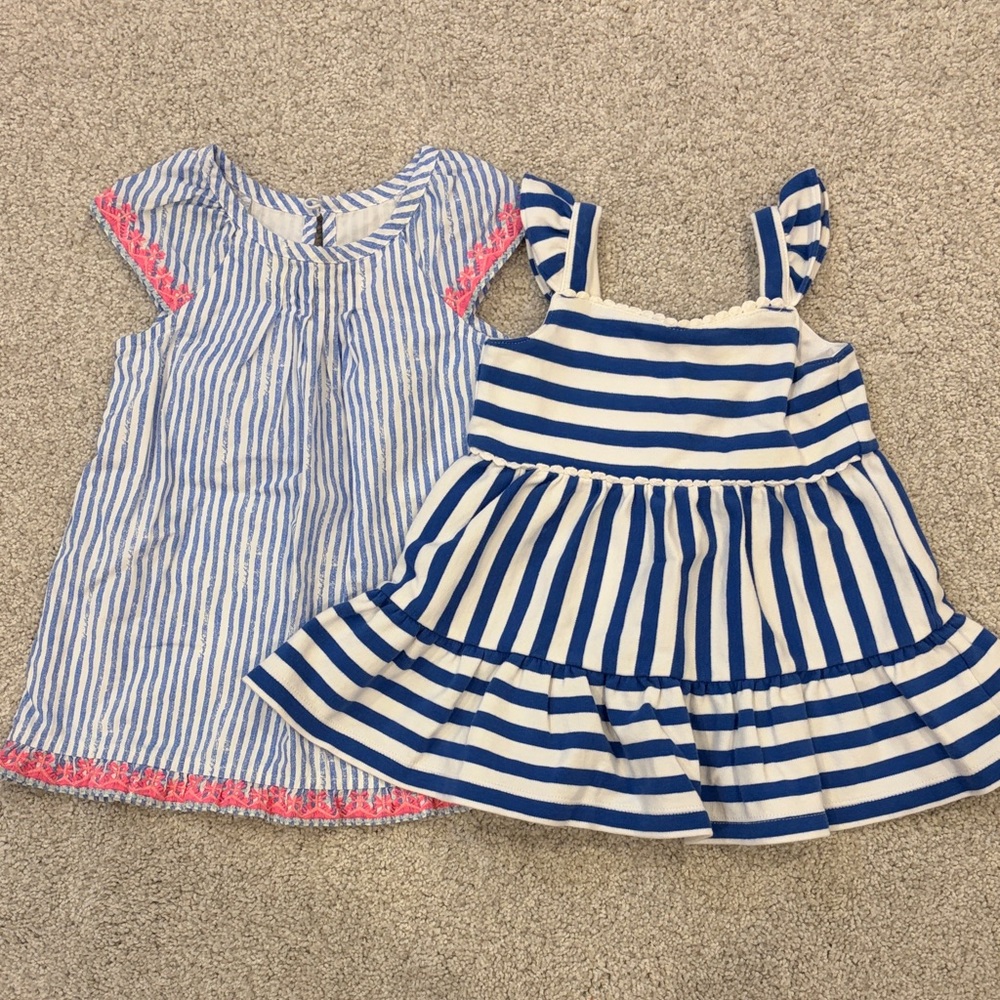 Blue and White Striped Girls' Dresses
